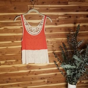 Red and Cream Lace Tank